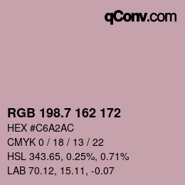 カラーコード: RGB 198.7 162 172 | qconv.com