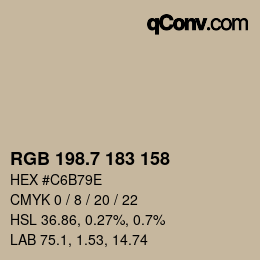 カラーコード: RGB 198.7 183 158 | qconv.com