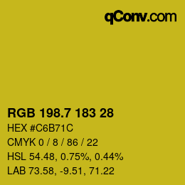 カラーコード: RGB 198.7 183 28 | qconv.com