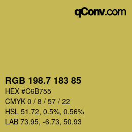 カラーコード: RGB 198.7 183 85 | qconv.com