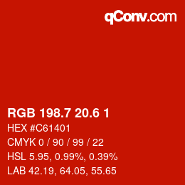 カラーコード: RGB 198.7 20.6 1 | qconv.com