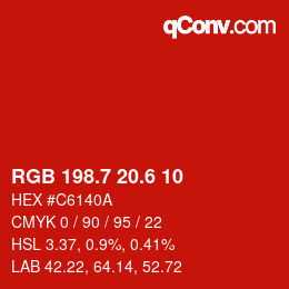 カラーコード: RGB 198.7 20.6 10 | qconv.com
