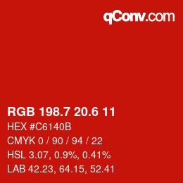 カラーコード: RGB 198.7 20.6 11 | qconv.com