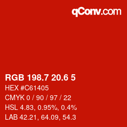 カラーコード: RGB 198.7 20.6 5 | qconv.com