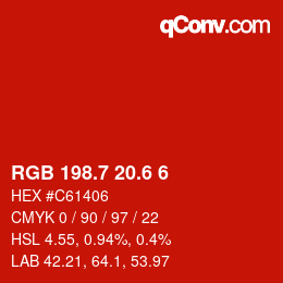 カラーコード: RGB 198.7 20.6 6 | qconv.com