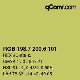 カラーコード: RGB 198.7 200.6 101 | qconv.com