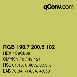 カラーコード: RGB 198.7 200.6 102 | qconv.com