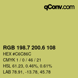 カラーコード: RGB 198.7 200.6 108 | qconv.com