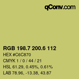 カラーコード: RGB 198.7 200.6 112 | qconv.com