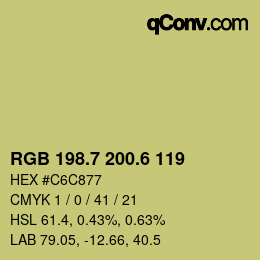 カラーコード: RGB 198.7 200.6 119 | qconv.com