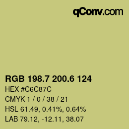 カラーコード: RGB 198.7 200.6 124 | qconv.com