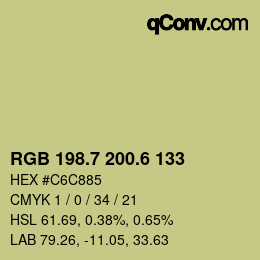 カラーコード: RGB 198.7 200.6 133 | qconv.com