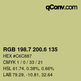 カラーコード: RGB 198.7 200.6 135 | qconv.com