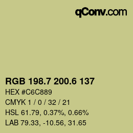 カラーコード: RGB 198.7 200.6 137 | qconv.com