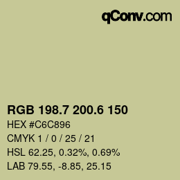 カラーコード: RGB 198.7 200.6 150 | qconv.com