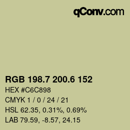カラーコード: RGB 198.7 200.6 152 | qconv.com