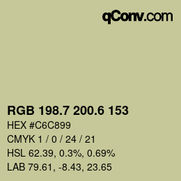 カラーコード: RGB 198.7 200.6 153 | qconv.com
