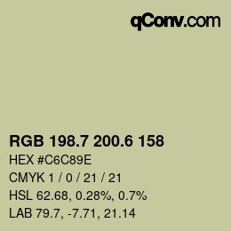 カラーコード: RGB 198.7 200.6 158 | qconv.com