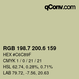 カラーコード: RGB 198.7 200.6 159 | qconv.com