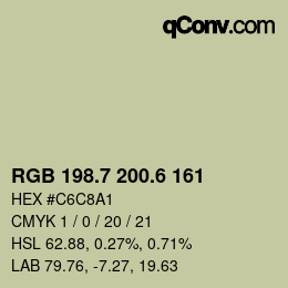 カラーコード: RGB 198.7 200.6 161 | qconv.com
