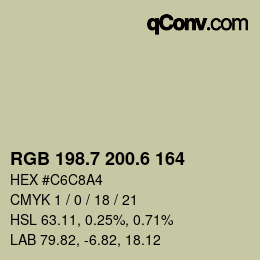 カラーコード: RGB 198.7 200.6 164 | qconv.com