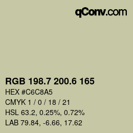 カラーコード: RGB 198.7 200.6 165 | qconv.com