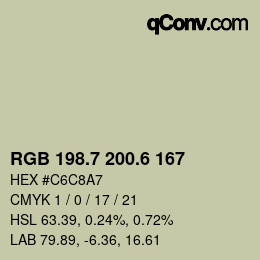 カラーコード: RGB 198.7 200.6 167 | qconv.com
