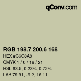 カラーコード: RGB 198.7 200.6 168 | qconv.com
