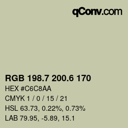 カラーコード: RGB 198.7 200.6 170 | qconv.com