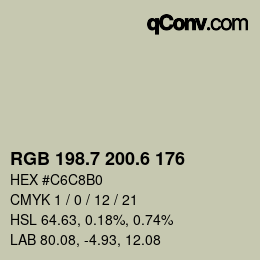 カラーコード: RGB 198.7 200.6 176 | qconv.com