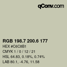 カラーコード: RGB 198.7 200.6 177 | qconv.com