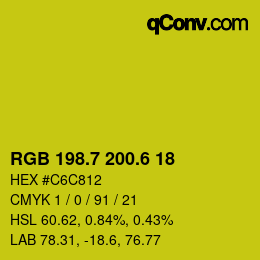 カラーコード: RGB 198.7 200.6 18 | qconv.com
