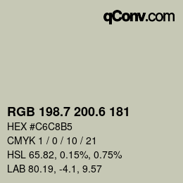 カラーコード: RGB 198.7 200.6 181 | qconv.com