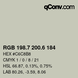 カラーコード: RGB 198.7 200.6 184 | qconv.com