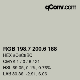 カラーコード: RGB 198.7 200.6 188 | qconv.com