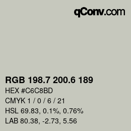 カラーコード: RGB 198.7 200.6 189 | qconv.com