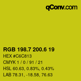 カラーコード: RGB 198.7 200.6 19 | qconv.com