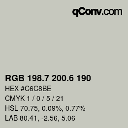 カラーコード: RGB 198.7 200.6 190 | qconv.com