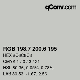 カラーコード: RGB 198.7 200.6 195 | qconv.com