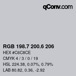 カラーコード: RGB 198.7 200.6 206 | qconv.com