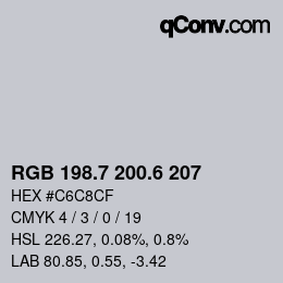 カラーコード: RGB 198.7 200.6 207 | qconv.com