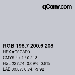 カラーコード: RGB 198.7 200.6 208 | qconv.com