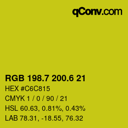 カラーコード: RGB 198.7 200.6 21 | qconv.com