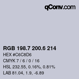 カラーコード: RGB 198.7 200.6 214 | qconv.com