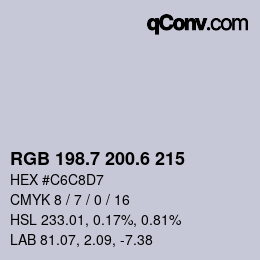 カラーコード: RGB 198.7 200.6 215 | qconv.com