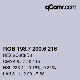 カラーコード: RGB 198.7 200.6 216 | qconv.com