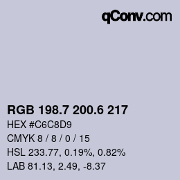 カラーコード: RGB 198.7 200.6 217 | qconv.com