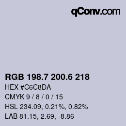 カラーコード: RGB 198.7 200.6 218 | qconv.com