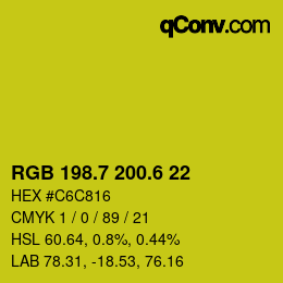 カラーコード: RGB 198.7 200.6 22 | qconv.com