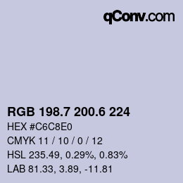 カラーコード: RGB 198.7 200.6 224 | qconv.com